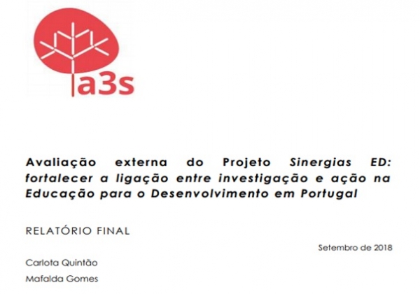 Relat&oacute;rio de avalia&ccedil;&atilde;o externa do projeto Sinergias ED: fortalecer a liga&ccedil;&atilde;o entre investiga&ccedil;&atilde;o e a&ccedil;&atilde;o na Educa&ccedil;&atilde;o para o Desenvolvimento em Portugal (2016-2018)